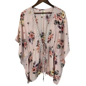 Haute Project LA Pink Floral Boho Cottagecore Kimono size 2XL